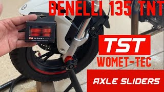 BENELLI 135 TNT AXLE frame slider install [upl. by Glynas871]