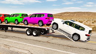 Flatbed Truck Mcqueen  Transportation with Truck  Pothole vs Car 205  BeamNGDrive [upl. by Jacobah757]