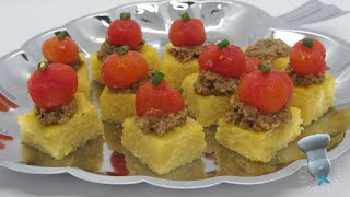 Recette des cubes de polenta tapenade tomates cerise [upl. by Unam]