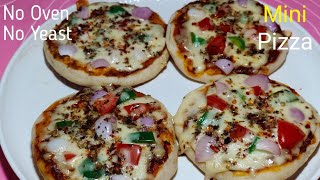 Mini Pizza Recipe  No Oven No Yeast  Mini Pizza On Tawa  Homemade Mini Pizza Recipe [upl. by Garrick]