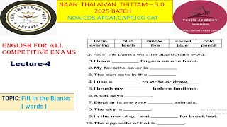 Fill in the blanks words part2 Lecture4 English for all competitive exams cdsndacapfafcat [upl. by Lunnete393]