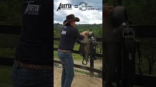 Scratch resistance of an Abetta Saddle using Sand to prove it horse equestrian horsesaddle [upl. by Eberto]