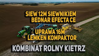 Siew 12metrowym Siewnikiem Bednar Efecta CE i Uprawa 16metrowym Lemken Kompaktor Kombinat Kietrz [upl. by Ettener599]