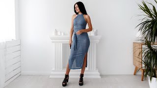 Платье с aliexpress оказалось прозрачнымРаспаковка\Примерка Summer blue dress from aliexpress [upl. by Atnauqal581]