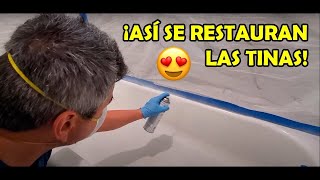 RESTAURACIÓN DE TINA de baño con EPOXY en spray🛁✨ [upl. by Centeno]