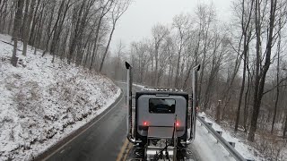 2000 KW W900 3406E ASMR Loaded Climbing Snowy PA Mountains [upl. by Oirramaj874]