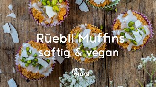 Gesunde Karotten Kokos Muffins vegan  Saftige Rüebli Muffins [upl. by Derna]