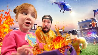 LAVA PRiSON ESCAPE Adley App Review of Roblox game with Dad pirate ship and cops obby Challenge [upl. by Devland]