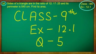 Class  9th Ex  121 Qno  5  Herons Formula Solution CBSE NCERT [upl. by Joshi927]