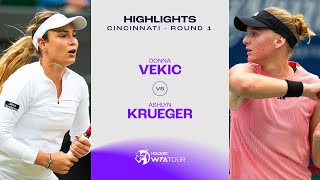 Donna Vekic vs Ashlyn Krueger  2024 Cincinnati Round 1  WTA Match Highlights [upl. by Neerac]