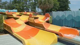 Riding Pelican Plunge Kids Water Slide  Carowinds Water Park [upl. by Nilyaj]