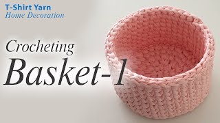 Crochet Basket With Tshirt Yarn [upl. by Arnelle]