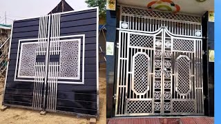 simple fancy steel and metal gate design for home  simple grill gate design  stainless steel gate [upl. by Allerym]