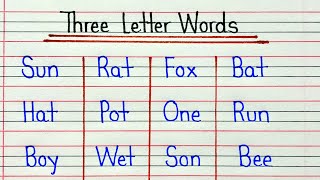 Learn and write three letter words in english  3 letter words handwriting practice on 4 line page [upl. by Venezia]