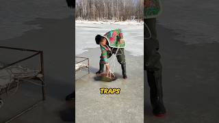 See How This Man Sets Up His Winter Fishing Traps [upl. by Boni224]