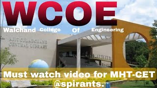 Walchand College Of Engineering SangliWCOE a must watch video for MHTCET aspirants 👍 [upl. by Lanod]