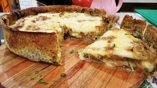 Tarta de berenjenas en masa de semillas con cubierta de cebolla y queso [upl. by Ayim616]