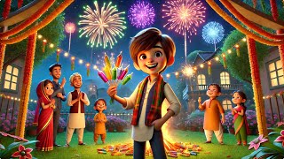 Deepak and the Magical Firecrackers  दीपक और जादुई पटाखे  Diwali of Joy amp Care  Hindi moral story [upl. by Marsden]