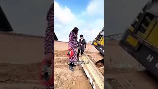 Girl saves excavator excavator trend truck [upl. by Marozik698]