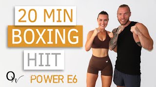 20 MINUTE BOXING HIIT WORKOUT  Fat Burning  NO EQUIPMENT  HOME OR GYM  Power E6 [upl. by Waltner]