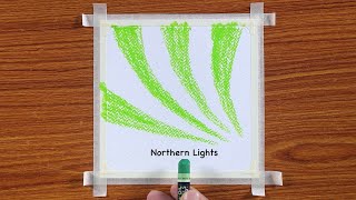 Easy Drawing for Beginners  Northern Lights with Oil Pastels  Step by Step [upl. by Anerul419]