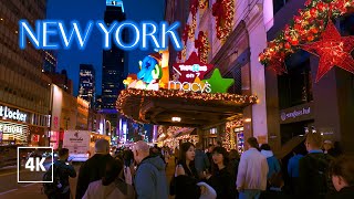 NEW YORK Christmas Vibes 🎁 Night Walk in Manhattan Thanksgiving Walking Tour 4K [upl. by Nodnarg]