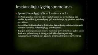 quotMatematika lengviauquot Iracionaliosios lygtys 5 pamoka 11 klasei [upl. by Ilahsiav]