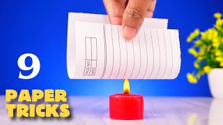 9 Amazing Paper Tricks  Science Experiments With Paper [upl. by Nylorak]