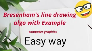 bresenham line drawing algorithm in computer graphics  bresenhams with example  hindi [upl. by Ulane]