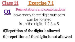 class 11 exercise 71 question number 1 permutations and combinations [upl. by Rosner]