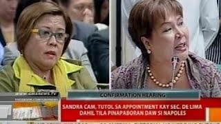 Sandra Cam tutol sa appointment kay Sec de Lima dahil tila pinapaboran daw si Napoles [upl. by Notyalc]