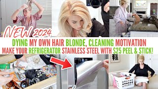 HOW I DYE MY HAIR BLONDE HOUSE CLEANING MOTIVATION PEEL amp STICK STAINLESS STEEL FRIDGE LoveMeg 20 [upl. by Laux]