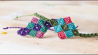 Pulsera de hilos con rombos  macrame  macrame bracelet [upl. by Gennaro58]