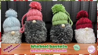 WICHTEL basteln  Schritt für Schritt  aus Pappe amp Wolle  Deko  Geschenk  Baumanhänger  DIY [upl. by Cestar153]