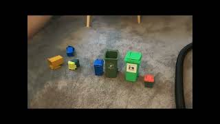 Mini toy bin collection with ￼tongs Recycling green waste amp garbage [upl. by Ernaldus443]