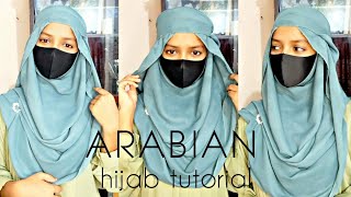 arabian style hijab tutorial ll arabic hijab tutorial ll arabic hijab tutorial with burka [upl. by Cob106]