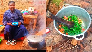 How we cook tasty collards greenkalesSukuma wiki in the village in a traditional way [upl. by Ytnom]