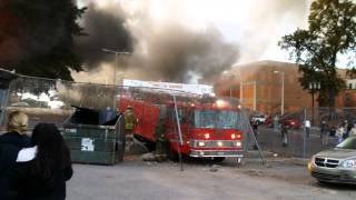 Warning Strong Language Fire Truck Crashes Into Concrete Barrier [upl. by Bea]