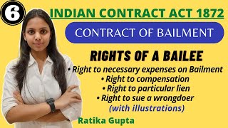 Rights of a Bailee  Contract of Bailment Contract Act 1872 [upl. by Eanerb]