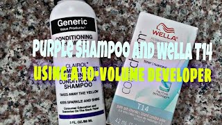 toning with Wella T14 amp purple shampoo using both at the same time [upl. by Onra]