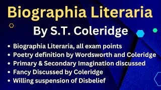 Biographia Literaria by ST Coleridge II Literary Theory and Criticism II Romantic Criticism [upl. by Forta]