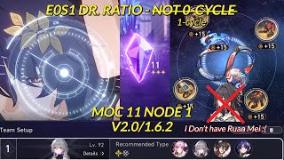 0 Cycle No Ruan Mei Attempt E0S1 Dr Ratio  MoC 11 Node 1 HSR v20162  Honkai Star Rail [upl. by Erialb]