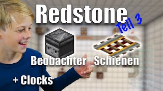 Redstone Beobachter Clocks amp Schienen Tutorial Teil 3 Observer Clocks Rails [upl. by Anaehs]