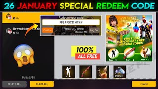 26 January Redeem Code Free Fire  Free Fire Redeem Code Today [upl. by Selestina]