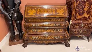 Antique Dutch Burr Walnut Floral Marquetry Bureau c1780 [upl. by Xavier]