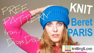 Knit Beret HAT Paris DROPS  DROPS ANDES amp DROPS Finished Object  knittingILove [upl. by Llerud]