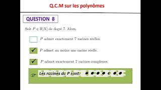 QCM sur les polynômes  degré dun polynôme racines polynômes irréductibles [upl. by Nomde]