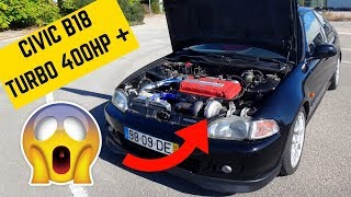 400HP Civic B18 TURBO  Portugal Stock and Modified Car Reviews [upl. by Sheffie]