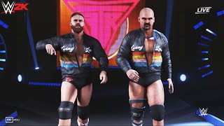 WWE 2K FTR  Scott Dawson amp Dash Wilder Tag Entrance Tag Moves Finisher amp Victory Motion [upl. by Nywrad]