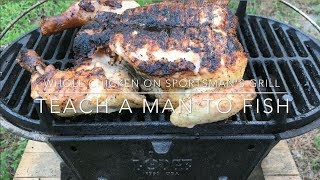 🔥🐔 Lodge Sportmans Grill LSG CAST IRON Hibachi Grill Spatchcocked Chicken  Teach a Man to Fish [upl. by Dallon]